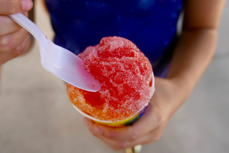 someone with a snow cone